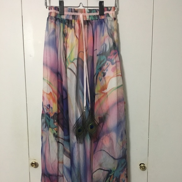 Women Full/Ankle Length Maxi Chiffon Long Skirt - Picture 5 of 6